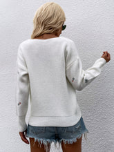 Load image into Gallery viewer, Floral Embroidery V-Neck Sweater
