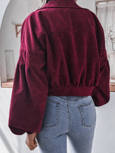 Load image into Gallery viewer, Lantern Sleeve Cropped Corduroy Jacket
