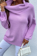 Load image into Gallery viewer, Rib-Knit Lantern Sleeve Turtleneck Sweater
