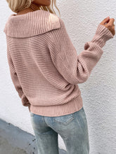 Load image into Gallery viewer, Collared Lantern Sleeve Rib-Knit Sweater
