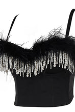 Load image into Gallery viewer, Faux Pearl Fringe and Feather Trim Bustier
