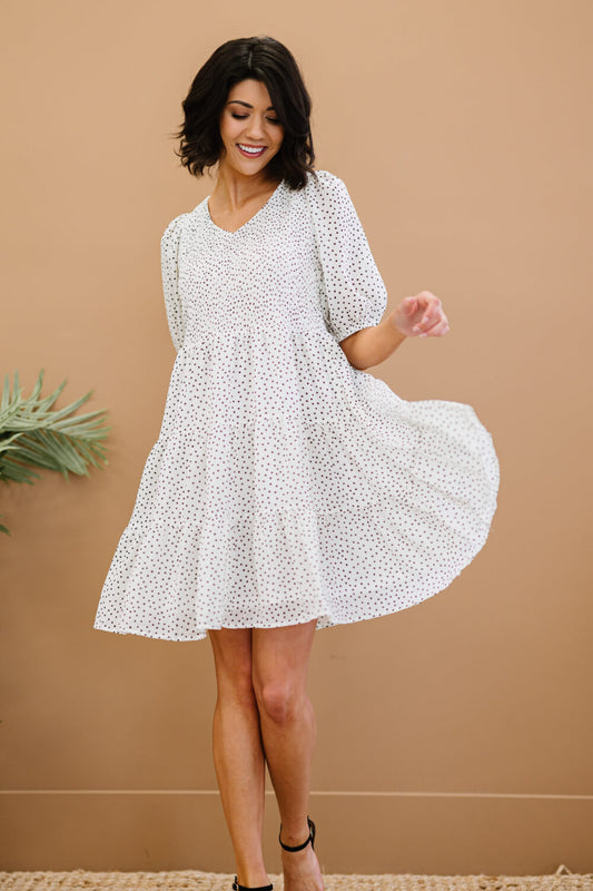 Davi & Dani Best Wishes Full Size Polka Dot Tiered Dress