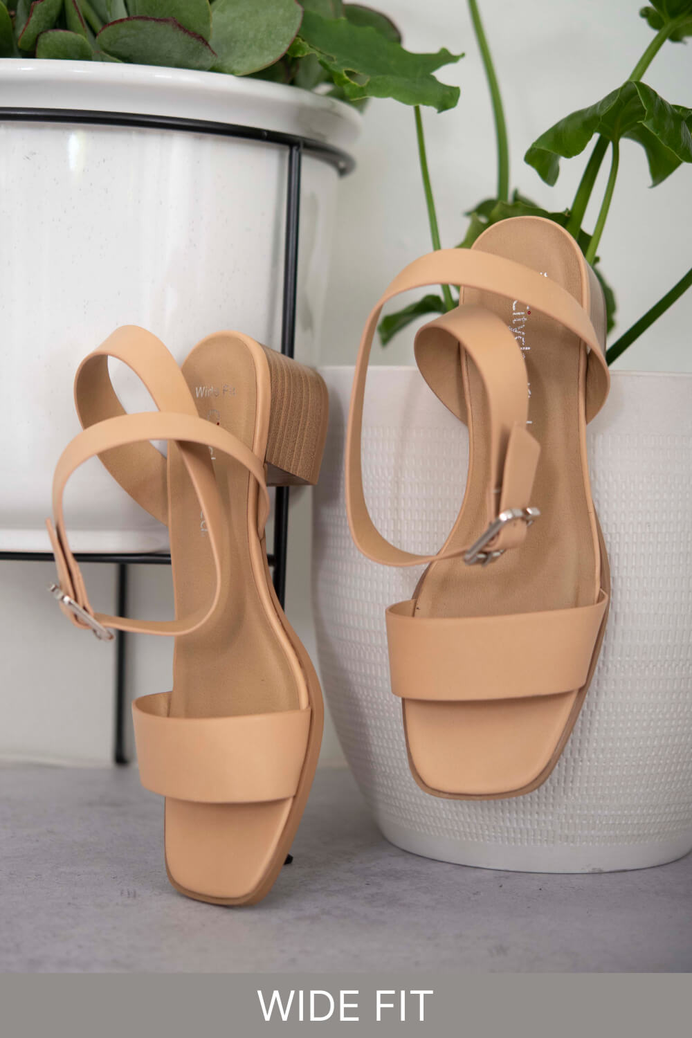 Cityclassified Nothing Better Wide Fit Ankle Strap Low Block Heel Sandals