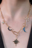 5-Piece Wholesale Star and Moon Rhinestone Alloy Necklace