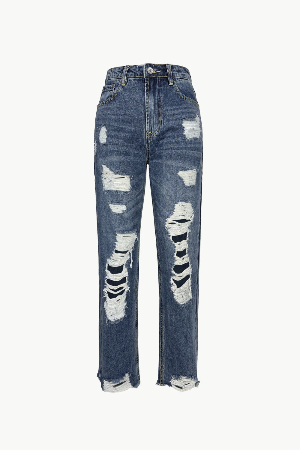 Distressed Straight Leg Jeans