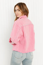 Load image into Gallery viewer, Andree by Unit Dripping in Pearls Full Size Embellished Denim Jacket
