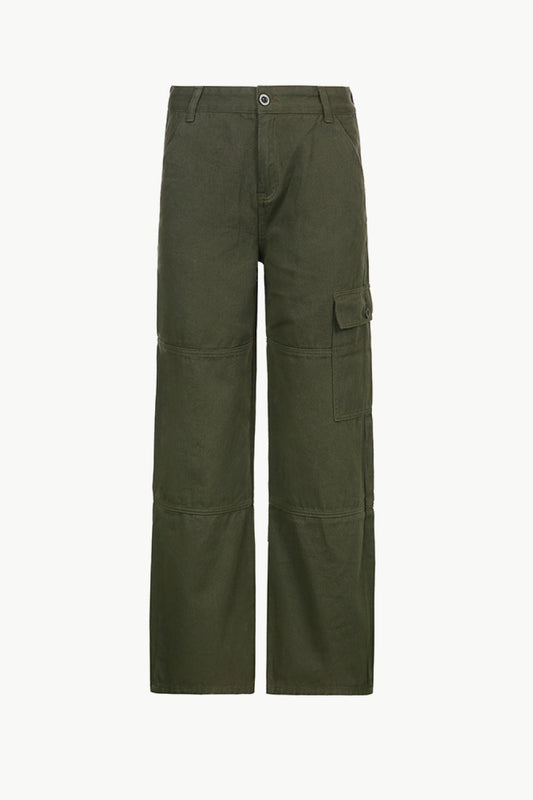 Full Length Wide Leg Jeans with Cargo Pockets