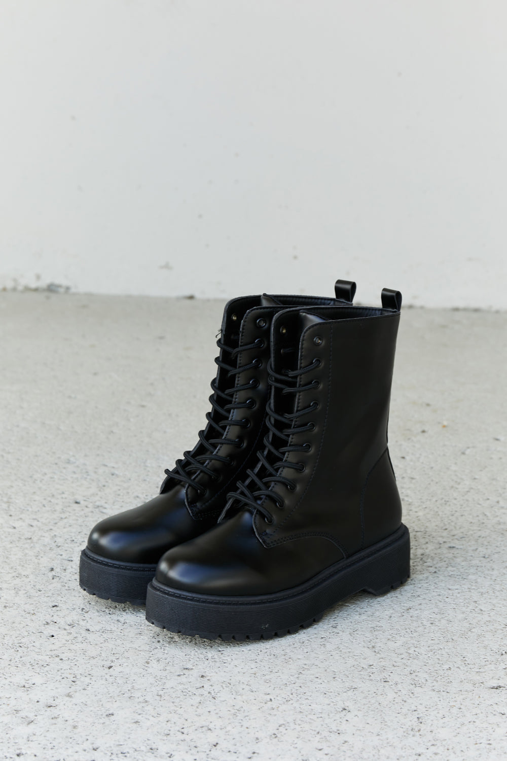 Weeboo Big Steps Platform Combat Boots in Black