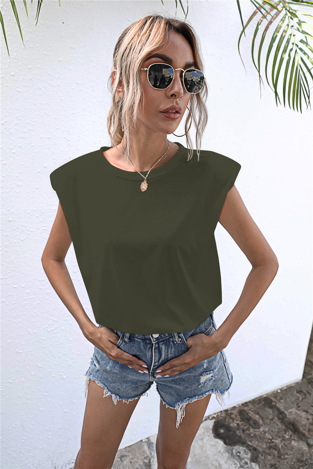 Round Neck Cap Sleeve Tee