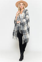 Load image into Gallery viewer, Plaid Open Front Kimono with Fringe
