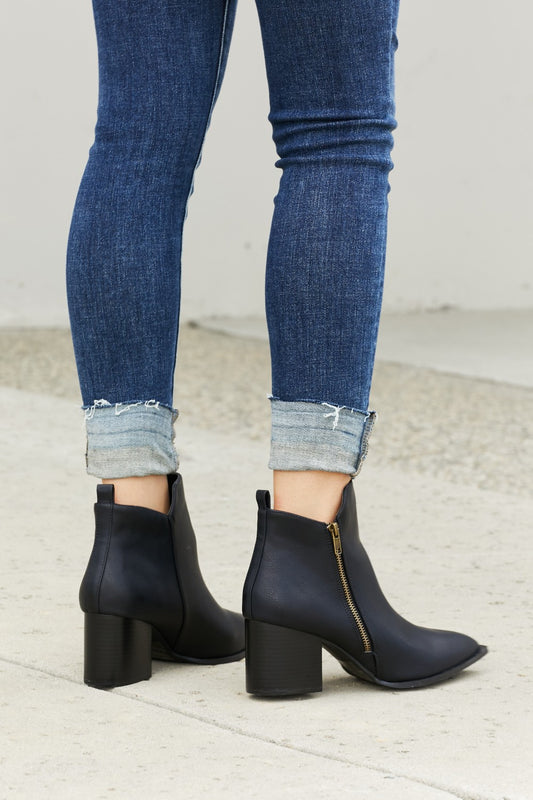 Qupid Sweet Aroma Zip-Up Pointed Toe Ankle Booties