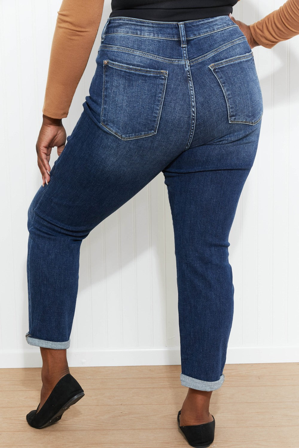 Judy Blue Reese Full Size Mid-Rise Cuffed Boyfriend Jeans