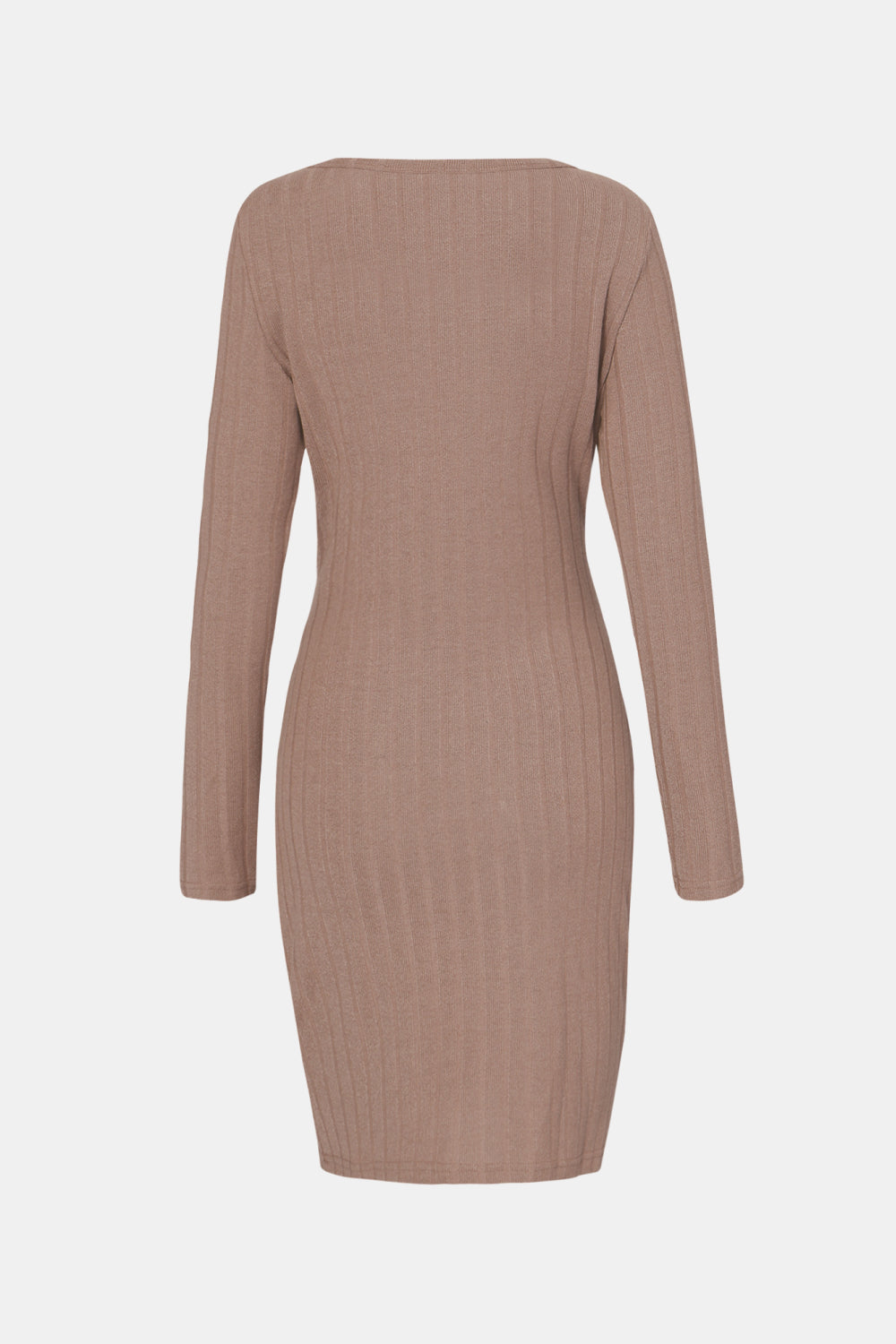 Tied Long Sleeve Ribbed Dress