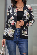 Load image into Gallery viewer, Floral Print Zip Up Bomber Jacket
