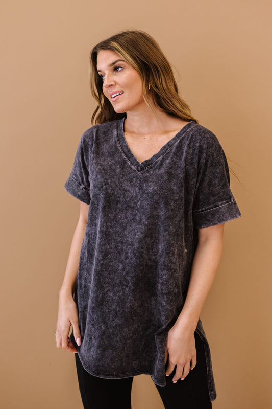 Zenana Memory Lane Full Size Run Mineral Wash Tee