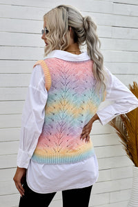 Gradient Openwork V-Neck Sweater Vest