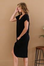 Load image into Gallery viewer, P &amp; Rose Plot Twist Full Size T-Shirt Dress with Pockets in Black
