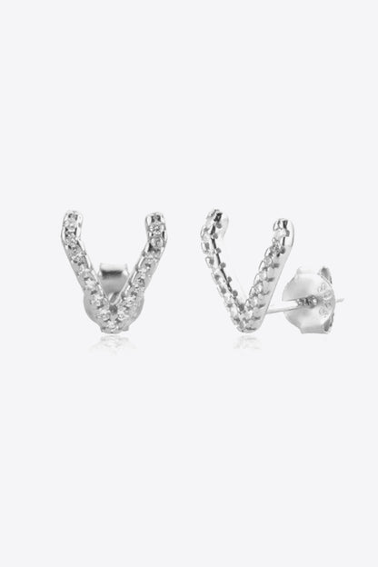 Zircon Letter V Stud Earrings