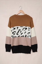 Load image into Gallery viewer, Plus Size Leopard Color Block Sweater
