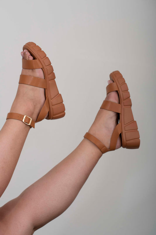 WeeBoo Best Foot Forward Platform Sandals in Brown