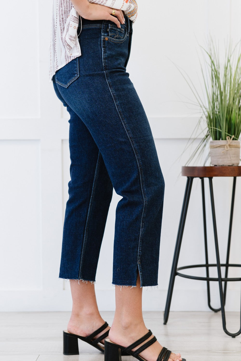 Judy Blue Sophie Full Size Run Cropped Straight Leg Jeans with Slit