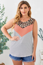 Load image into Gallery viewer, Plus Size Leopard Color Block Tank
