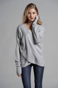 Tulip Hem Surplice Knit Sweater