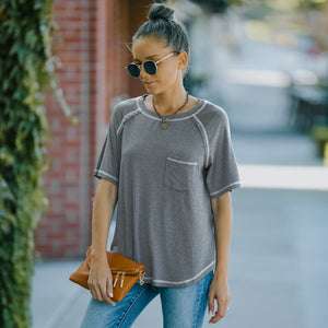 Contrast Trim Raglan Sleeve T-Shirt