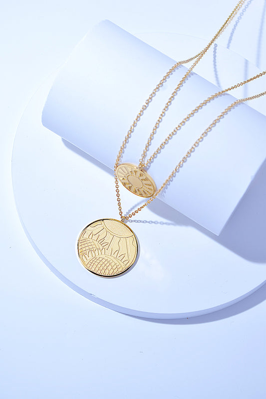 Coin Pendant Double-Layered Necklace