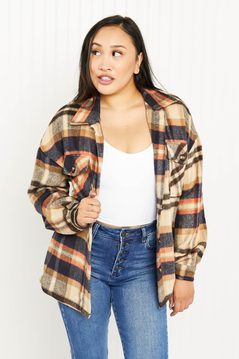 CY Fashion Crushing on Fall Full Size Plaid Shacket