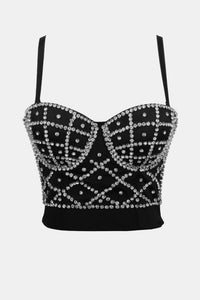 Rhinestone Spaghetti Strap Bustier