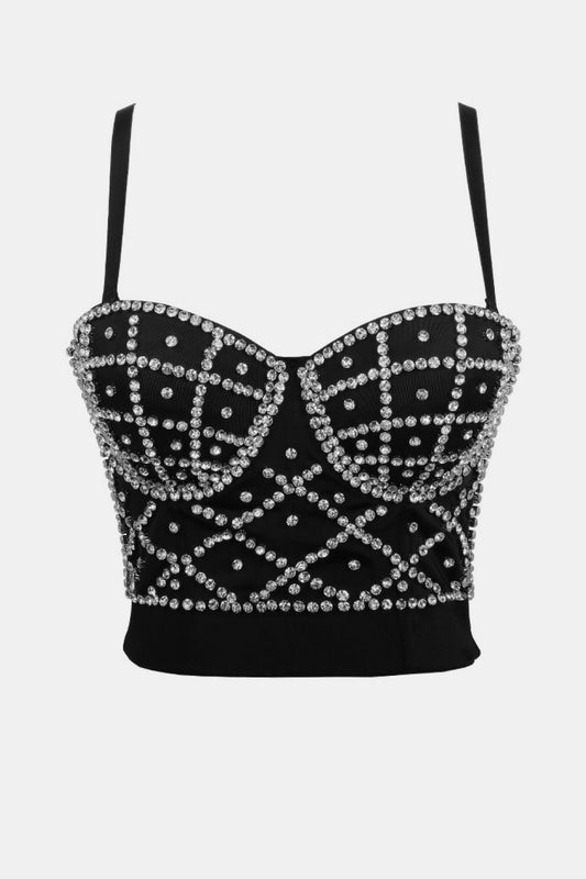 Rhinestone Spaghetti Strap Bustier