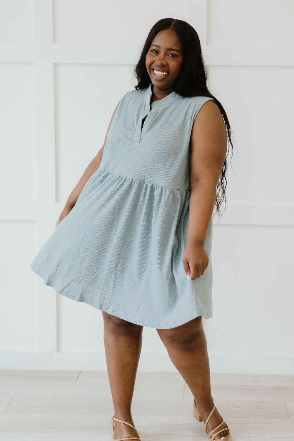 Sew In Love Weekday Wonder Full Size Run Babydoll Dress in Silver