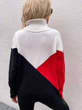 Load image into Gallery viewer, Color Block Dropped Shoulder Turtleneck Sweater
