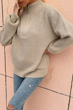 Load image into Gallery viewer, Quarter Zip Rib-Knit Sweater
