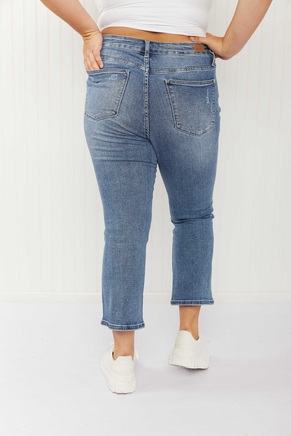 Judy Blue Thea Full Size Mid-Rise Cropped Bootcut Jeans