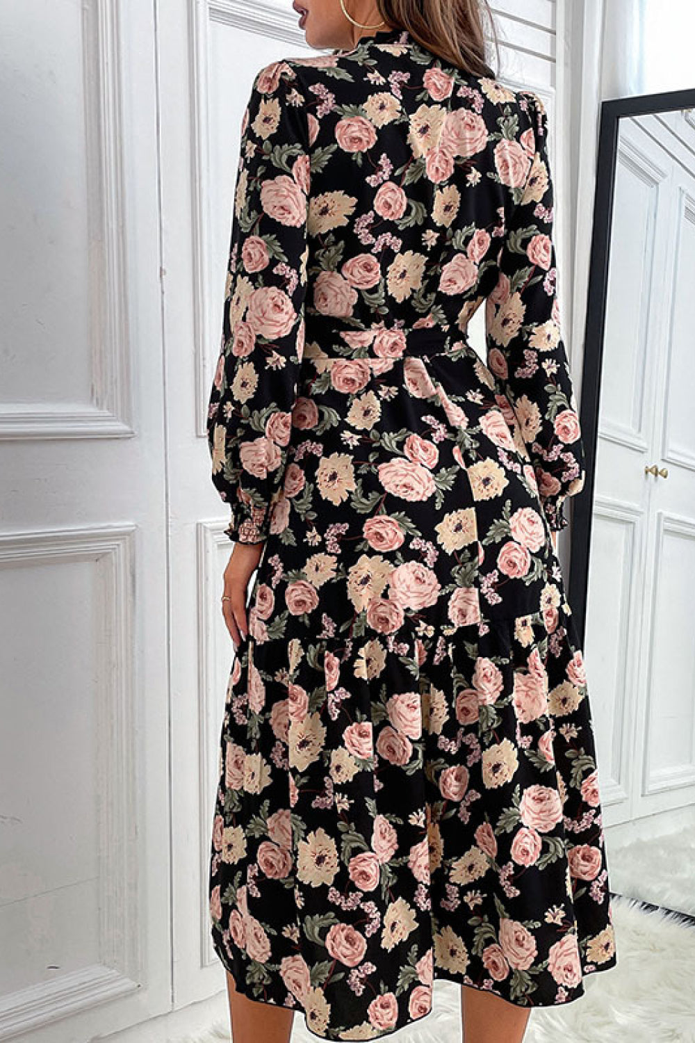 Floral Tie Waist Midi Dress