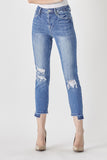 RISEN Distressed Hem Detail Cropped Jeans