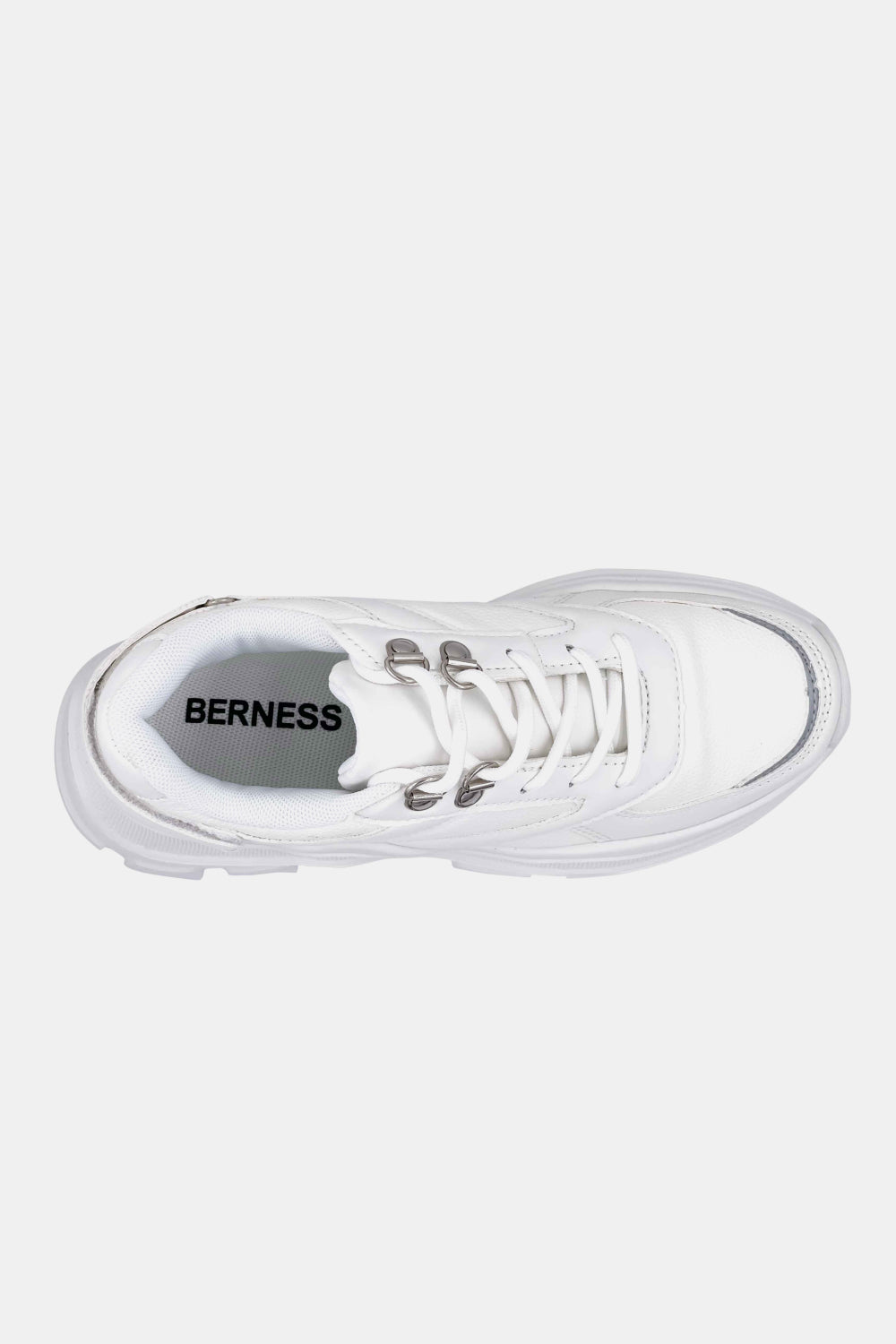 Berness Chunky Sole Lace-Up Sneakers with Velcro Strap in White