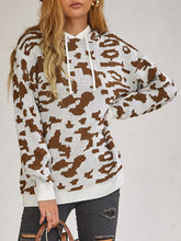 Load image into Gallery viewer, Leopard Drawstring Hooded Sweater
