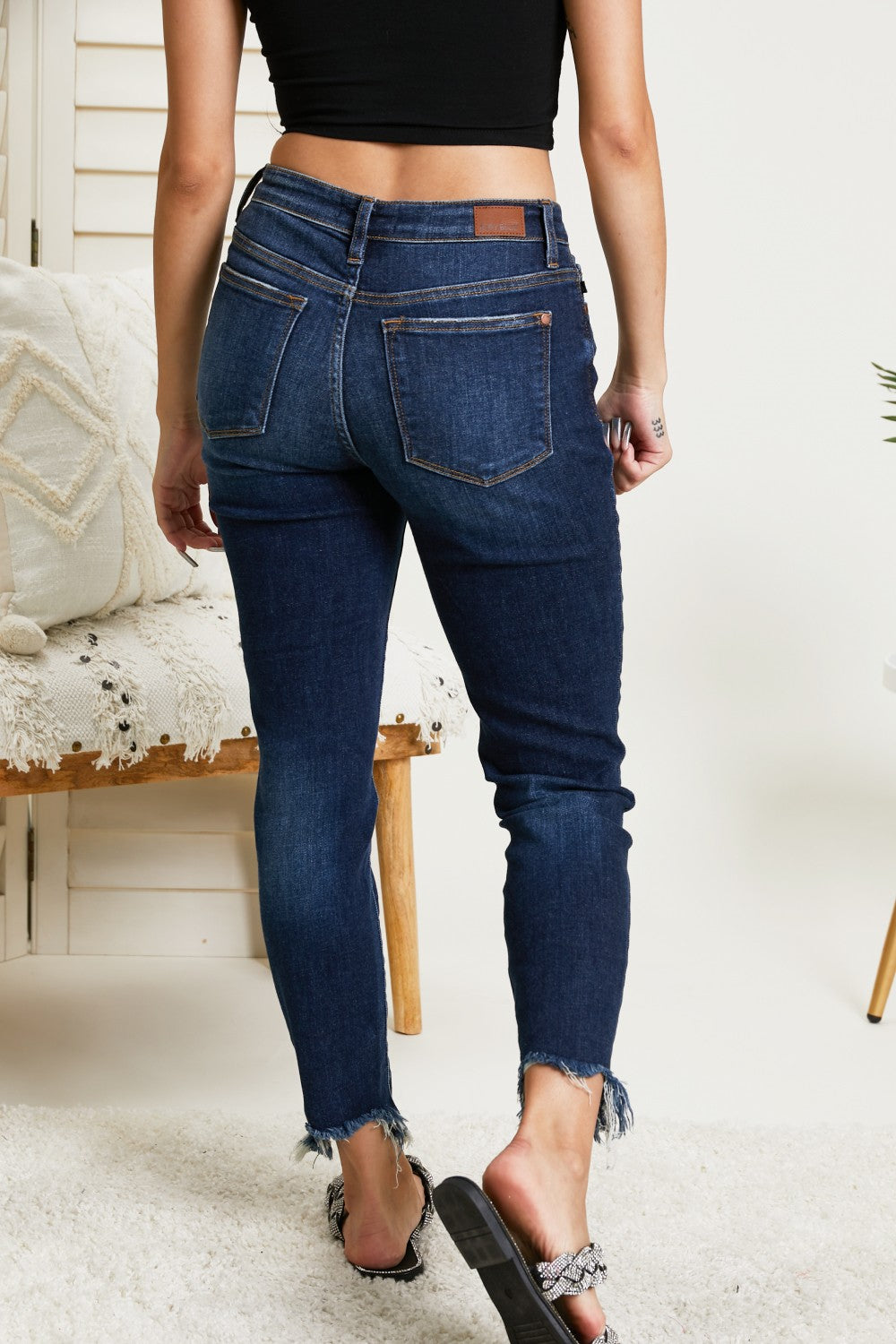 Judy Blue Beatrice Full Size Destroyed Hem Slim Fit Jeans