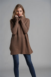 Exposed Seam Funnel Neck Tunic Sweater