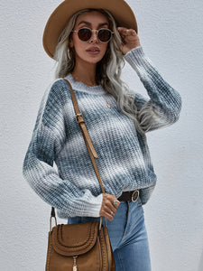 Gradient Stripes Rib-Knit Sweater