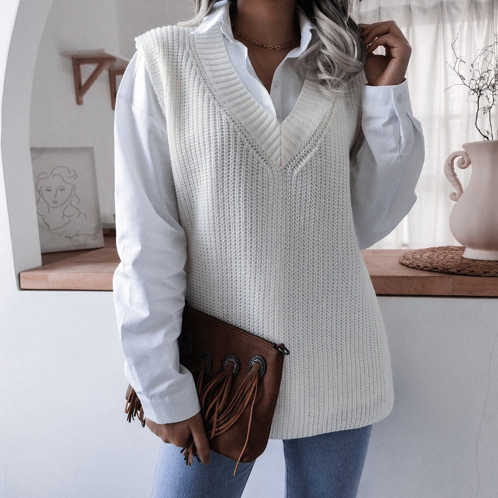 Rib-Knit V-Neck Sweater Vest