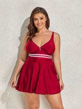 Load image into Gallery viewer, Plus Size Contrast Sweetheart Neck Swim Dress and Bottoms Set
