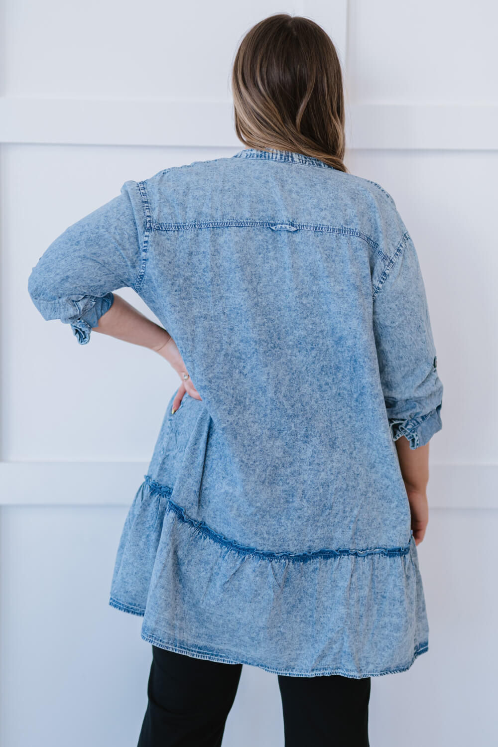 Zenana Sugar and Spice Full Size Run Chambray Dress