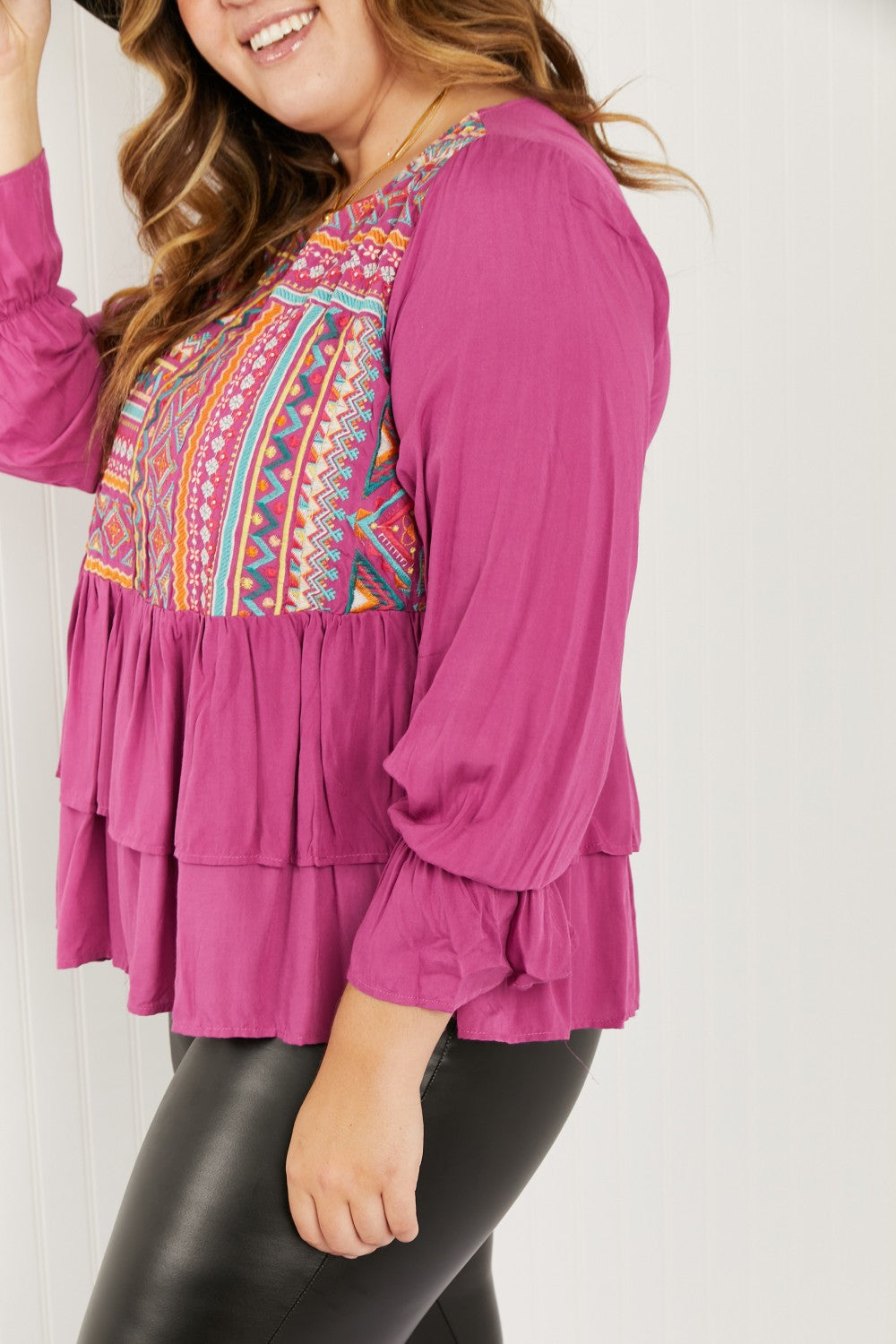 Andree by Unit Enchantment Full Size Embroidered Blouse