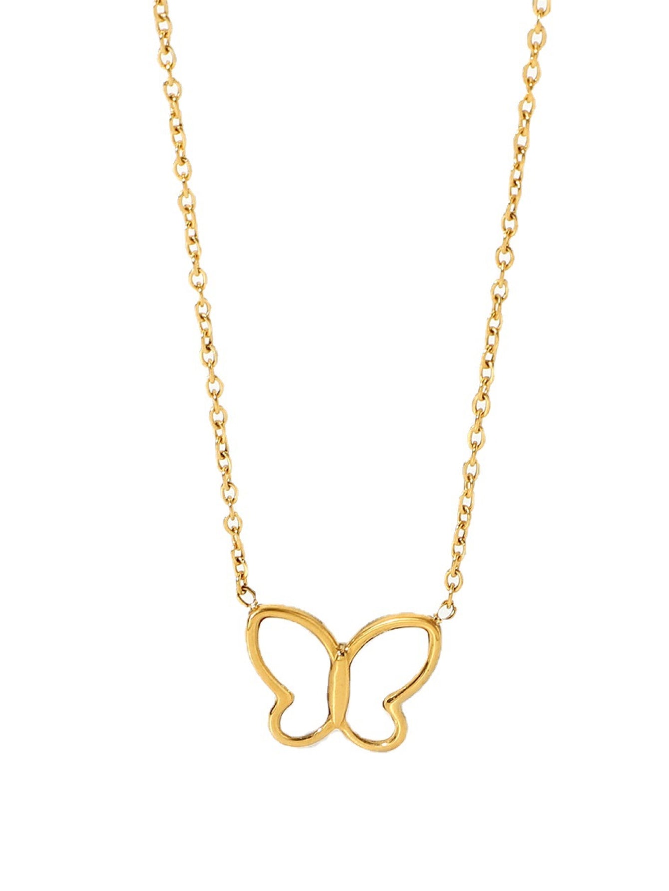 White Shell Butterfly Pendant Necklace