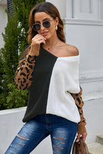 Load image into Gallery viewer, Leopard Sleeve Spliced Sweater
