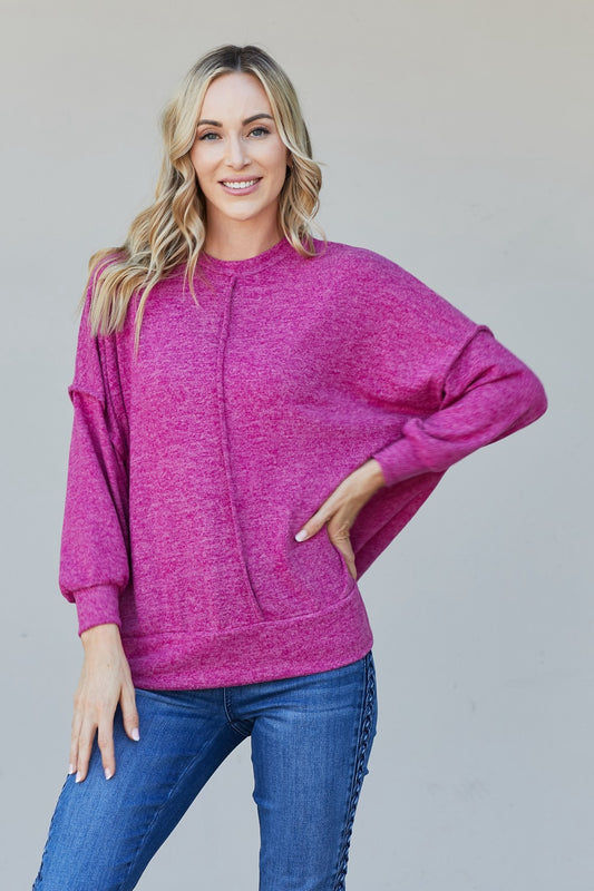 Zenana Quiet Nights Full Size Brushed Melange Sweater